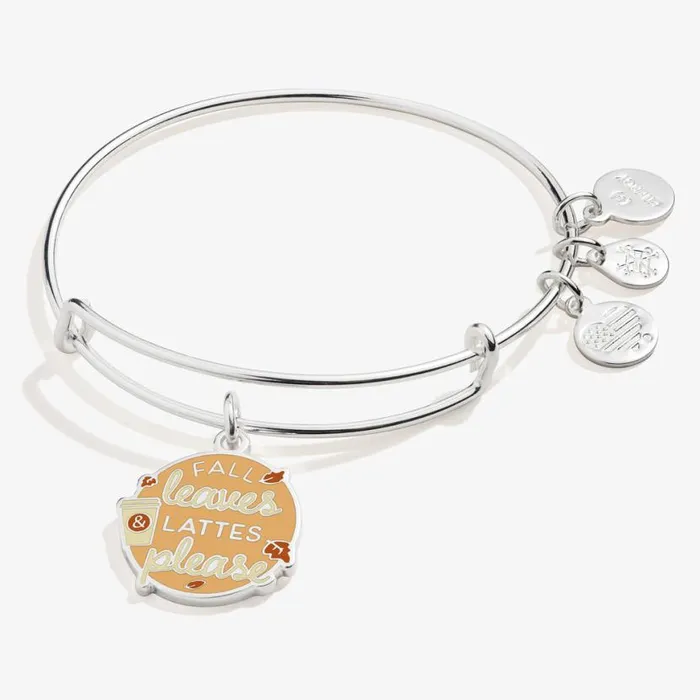 039Fall Leaves And Lattes Please039 Charm Bangle Bracelet Shiny Silver Women Alex And Ani Halloween 039Fall Leaves And Lattes Please039 Charm Bangle Bracelet Shiny Silver Women Alex And Ani Halloween