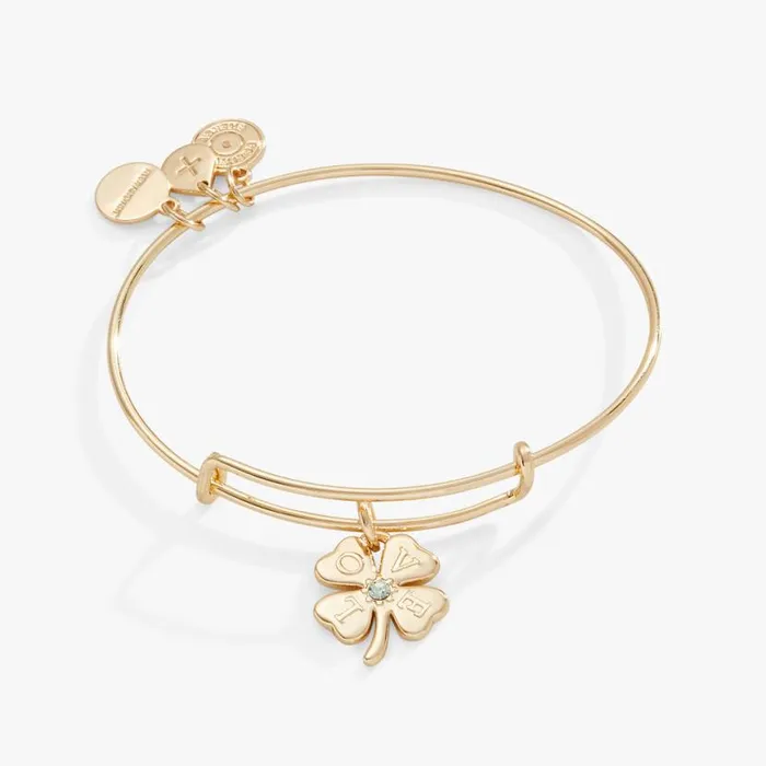 039Love039 Clover Charm Bangle Bracelet Gold Women Alex And Ani Iconic Alex And Ani 039Love039 Clover Charm Bangle Bracelet Gold Women Alex And Ani Iconic Alex And Ani