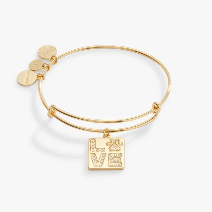039LOVE039 Pave Paw Print Charm Bangle Bracelet Silver Women Alex And Ani Love 039LOVE039 Pave Paw Print Charm Bangle Bracelet Silver Women Alex And Ani Love