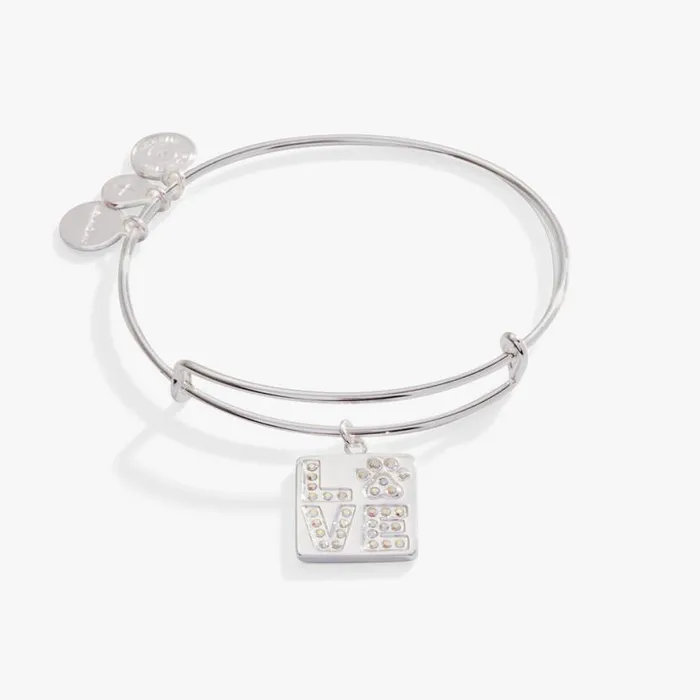 039LOVE039 Pave Paw Print Charm Bangle Bracelet Silver Women Alex And Ani Sympathy In Memory 039LOVE039 Pave Paw Print Charm Bangle Bracelet Silver Women Alex And Ani Sympathy In Memory