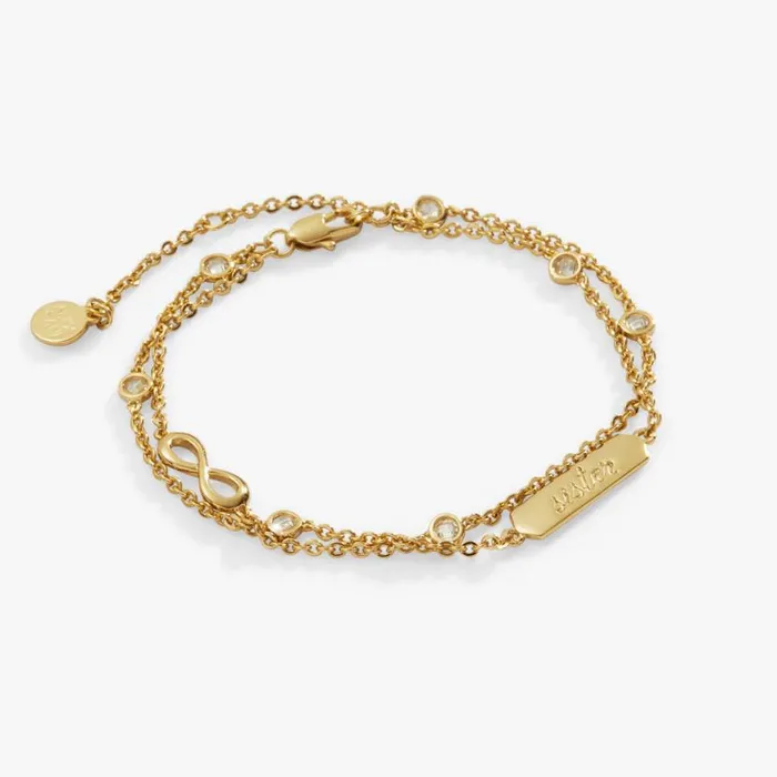 039Sister039 Infinity Chain Bracelet Adjustable Silver Women Alex And Ani Thank You