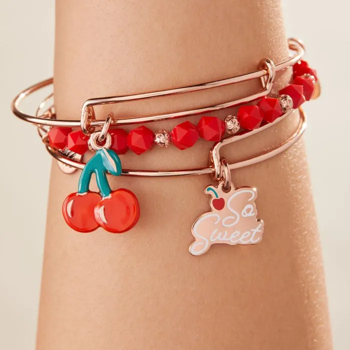 039So Sweet039 Cherry Charm Bangles Set Of 3 Shiny Rose Gold Women Alex And Ani Jewelry Sets 039So Sweet039 Cherry Charm Bangles Set Of 3 Shiny Rose Gold Women Alex And Ani Jewelry Sets