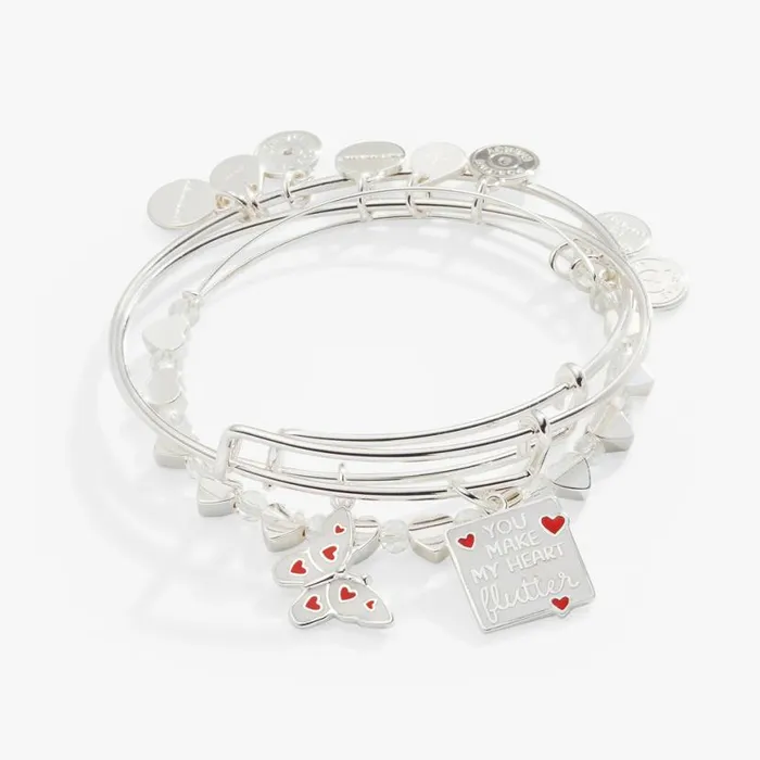 039You Make My Heart Flutter039 Charm Bangle Set Of 3 Silver Women Alex And Ani Jewelry Sets 039You Make My Heart Flutter039 Charm Bangle Set Of 3 Silver Women Alex And Ani Jewelry Sets