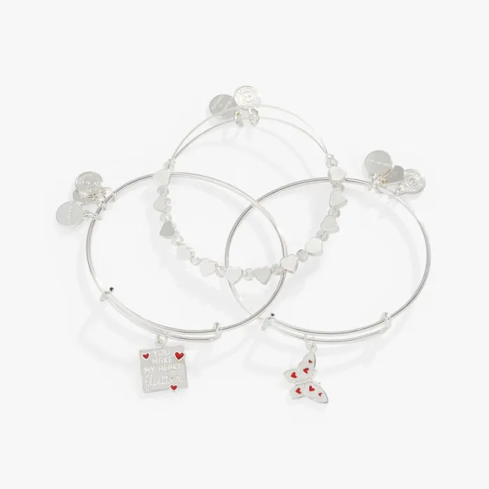 039You Make My Heart Flutter039 Charm Bangle Set Of 3 Silver Women Alex And Ani Jewelry Sets 039You Make My Heart Flutter039 Charm Bangle Set Of 3 Silver Women Alex And Ani Jewelry Sets
