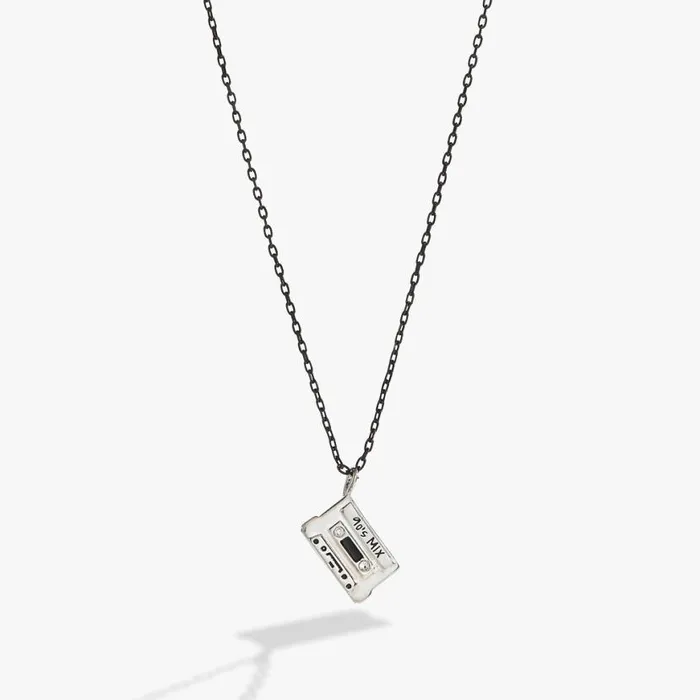 90s Nostalgia Cassette Necklace Silver Women Alex And Ani Halloween