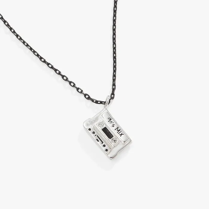 90s Nostalgia Cassette Necklace Silver Women Alex And Ani Halloween