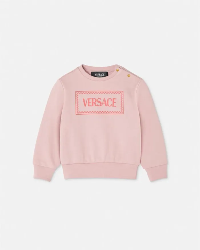 90s Vintage Logo Baby Sweatshirt Light Pink Children Versace Clothing
