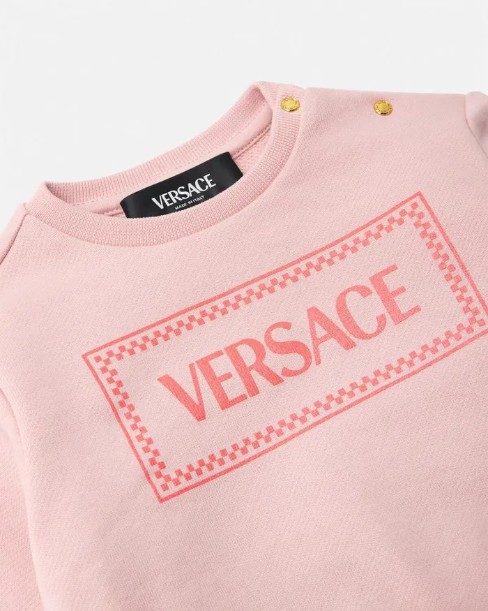 90s Vintage Logo Baby Sweatshirt Light Pink Children Versace Clothing