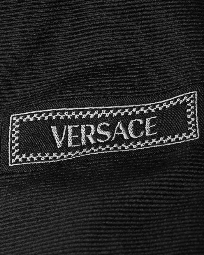 90s Vintage Logo Silk Tie Black Men Versace Soft Accessories