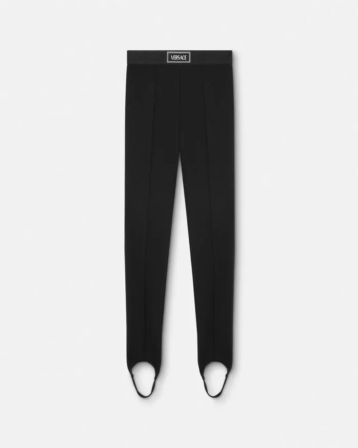 90s Vintage Logo Stirrup Leggings Black Women Versace Pants and Shorts
