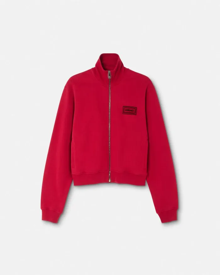90s Vintage Logo Zip Sweatshirt Red Men Versace Sweatshirts