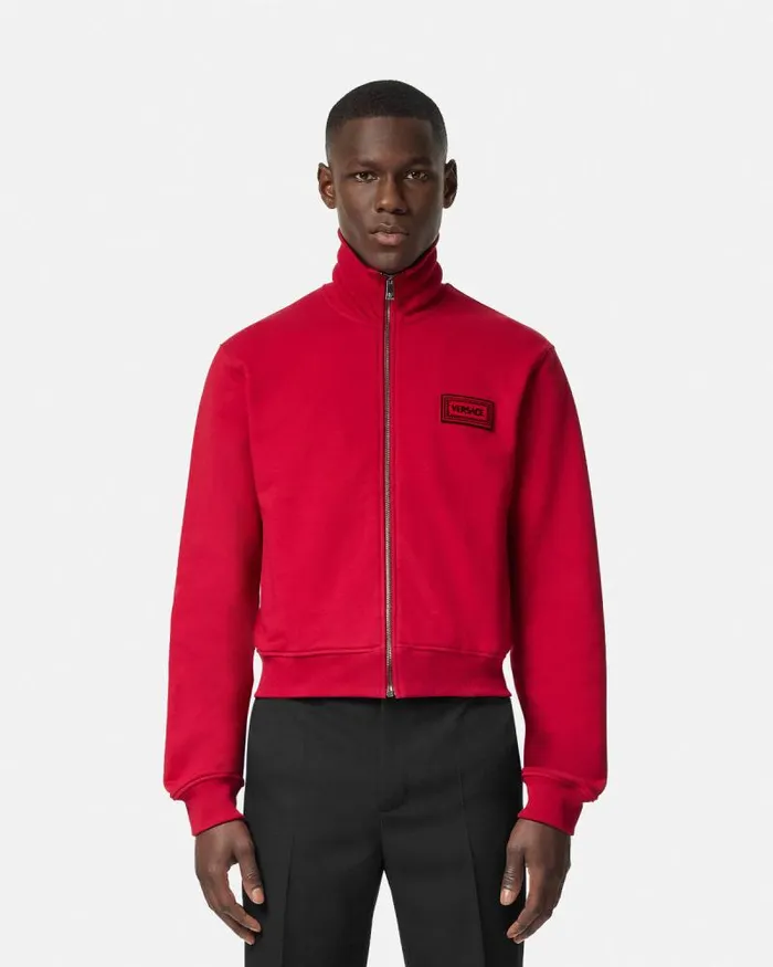 90s Vintage Logo Zip Sweatshirt Red Men Versace Sweatshirts