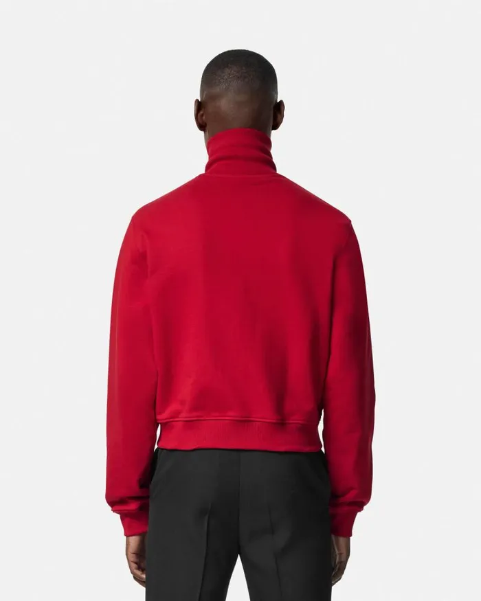 90s Vintage Logo Zip Sweatshirt Red Men Versace Sweatshirts