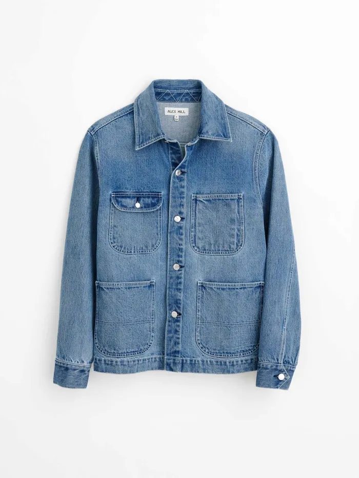Alex Mill Denim Men Work Jacket In Vintage Wash Denim