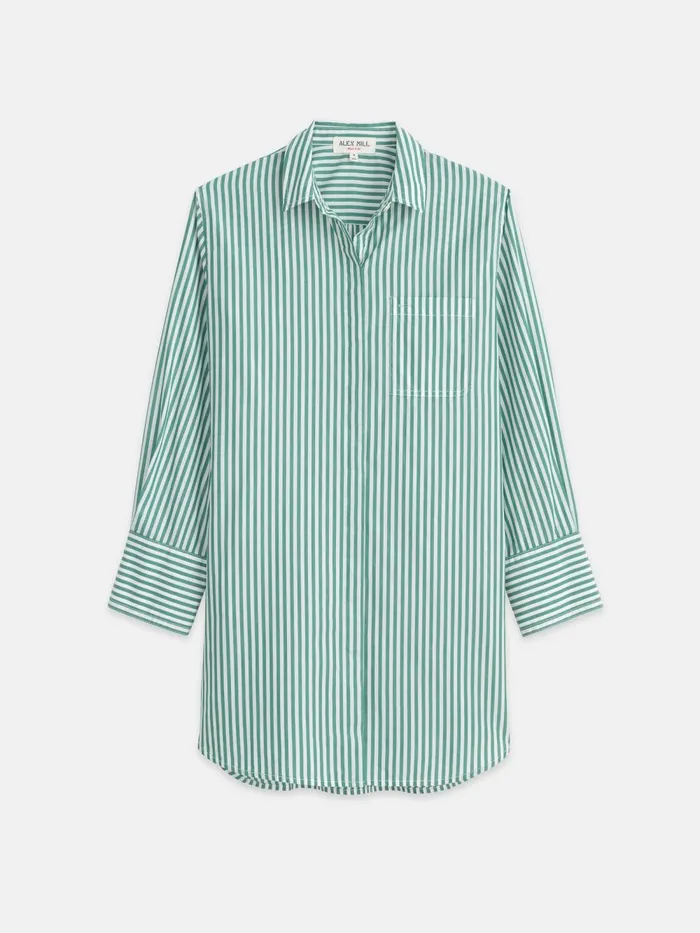 Alex Mill Dresses Skirts Women Belle Shirt Dress In Striped Cotton Poplin Greenwhite Alex Mill Dresses Skirts Women Belle Shirt Dress In Striped Cotton Poplin Greenwhite
