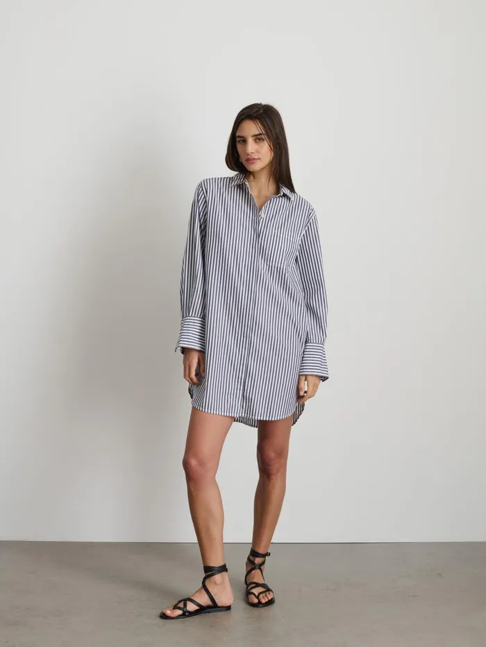 Alex Mill Dresses Skirts Women Belle Shirt Dress In Striped Cotton Poplin Navywhite