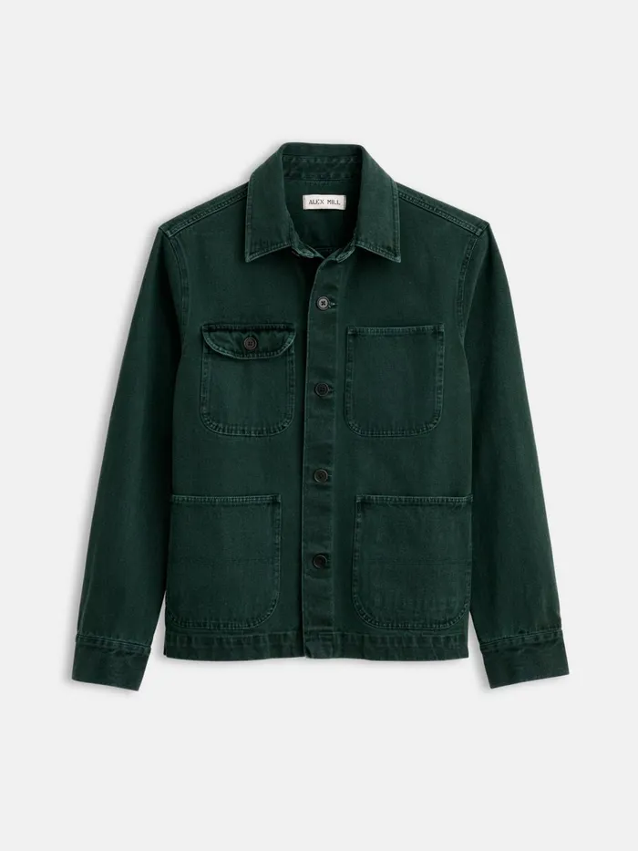 Alex Mill Jackets Coats Men Garment Dyed Work Jacket In Recycled Denim Dark Spruce Alex Mill Jackets Coats Men Garment Dyed Work Jacket In Recycled Denim Dark Spruce