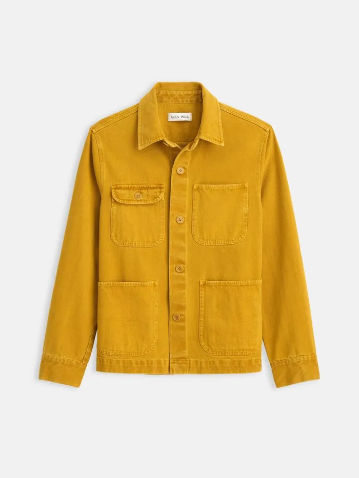 Alex Mill Jackets Coats Men Garment Dyed Work Jacket In Recycled Denim Yellow Ochre Alex Mill Jackets Coats Men Garment Dyed Work Jacket In Recycled Denim Yellow Ochre