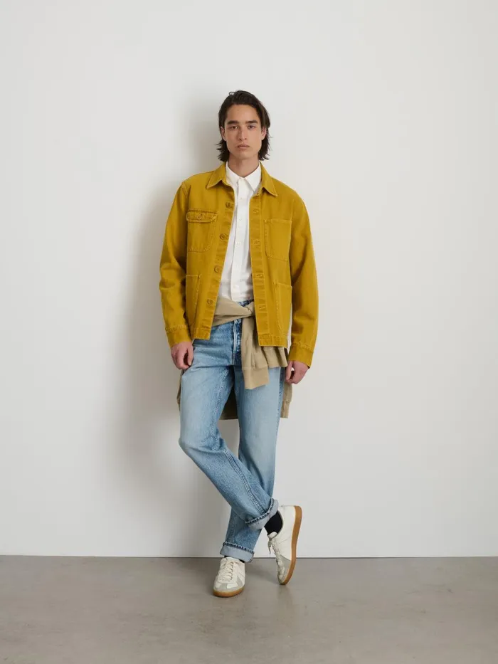 Alex Mill Jackets Coats Men Garment Dyed Work Jacket In Recycled Denim Yellow Ochre