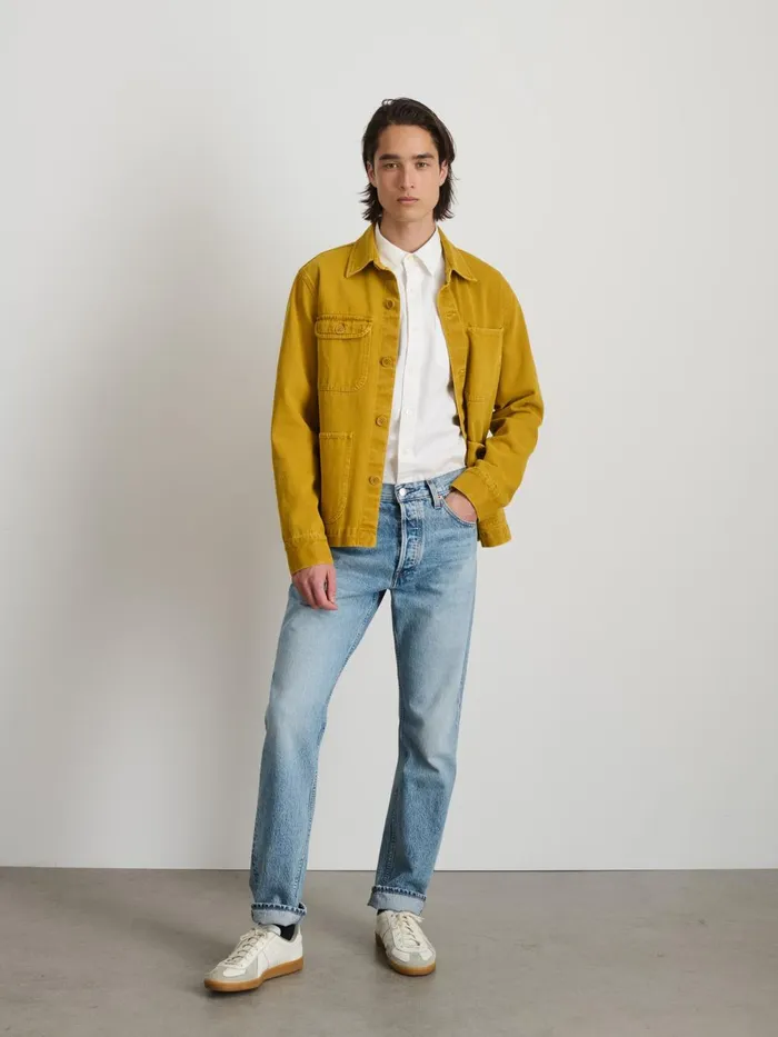 Alex Mill Jackets Coats Men Garment Dyed Work Jacket In Recycled Denim Yellow Ochre