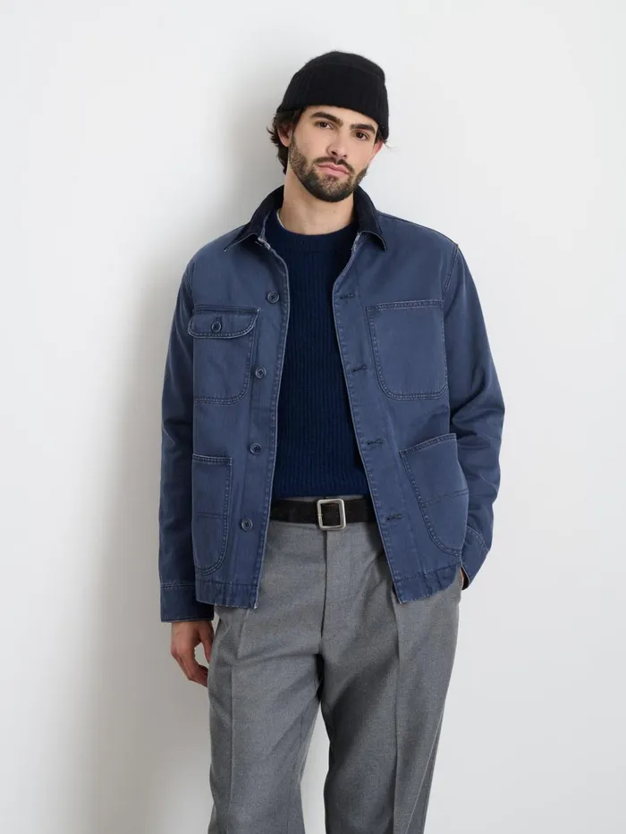Alex Mill Jackets Coats Men Lined Work Jacket In Cotton Herringbone Storm Blue