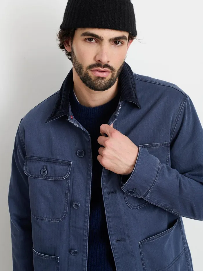 Alex Mill Jackets Coats Men Lined Work Jacket In Cotton Herringbone Storm Blue