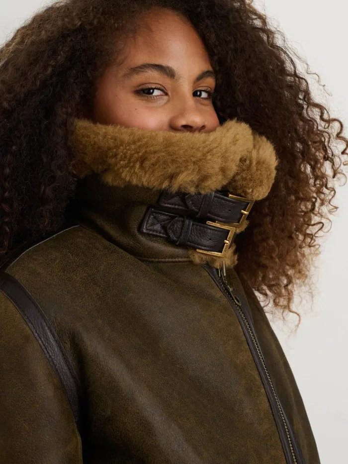 Alex Mill Jackets Outerwear Women Owen Barry Amy Aviator Shearling Coat
