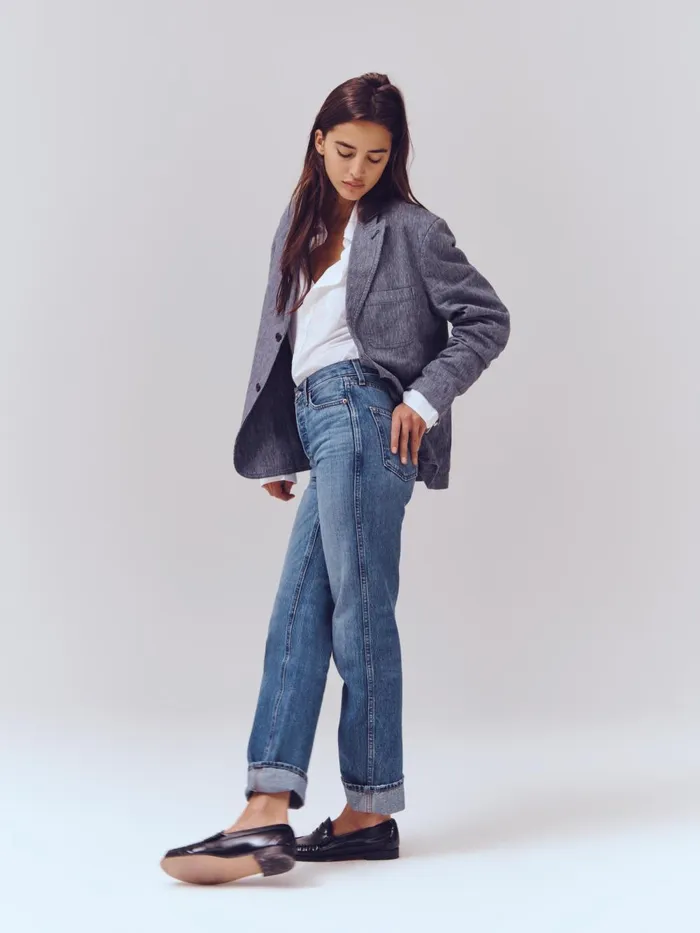 Alex Mill Pants Women The Carla High Rise Straight Vintage Medium Indigo