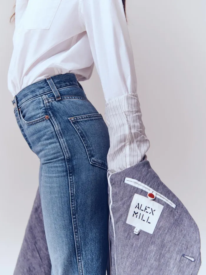 Alex Mill Pants Women The Carla High Rise Straight Vintage Medium Indigo