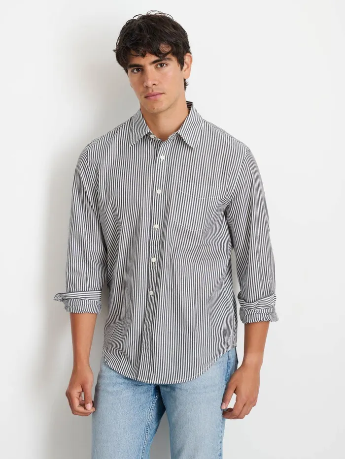 Alex Mill Shirts Men Mill Shirt In Striped Cotton Poplin Charcoalwhite