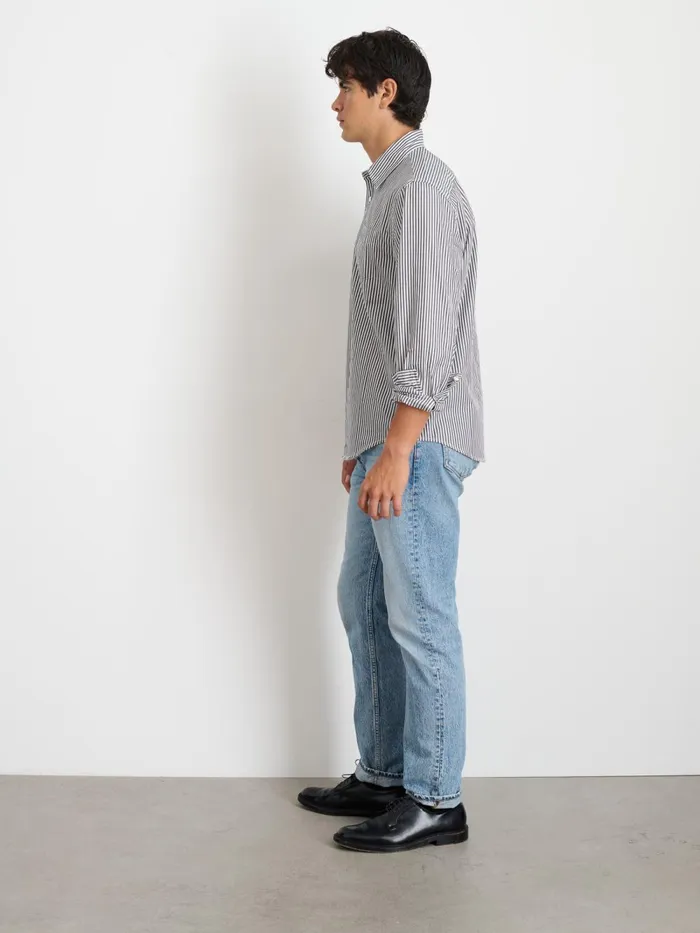 Alex Mill Shirts Men Mill Shirt In Striped Cotton Poplin Charcoalwhite