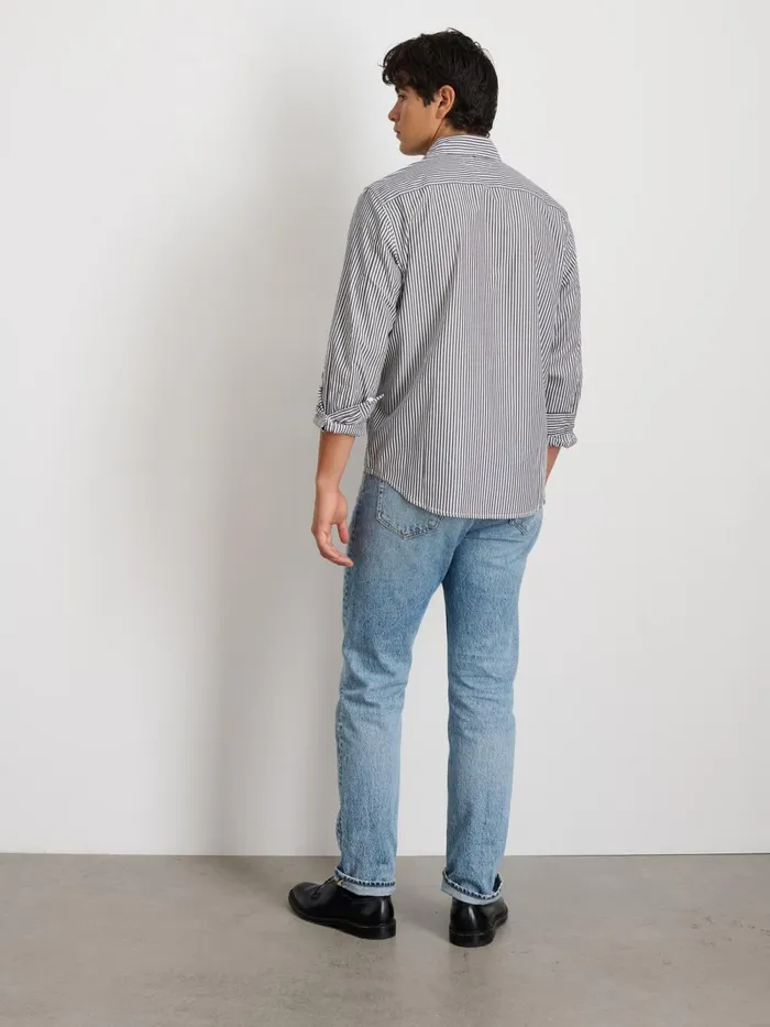 Alex Mill Shirts Men Mill Shirt In Striped Cotton Poplin Charcoalwhite