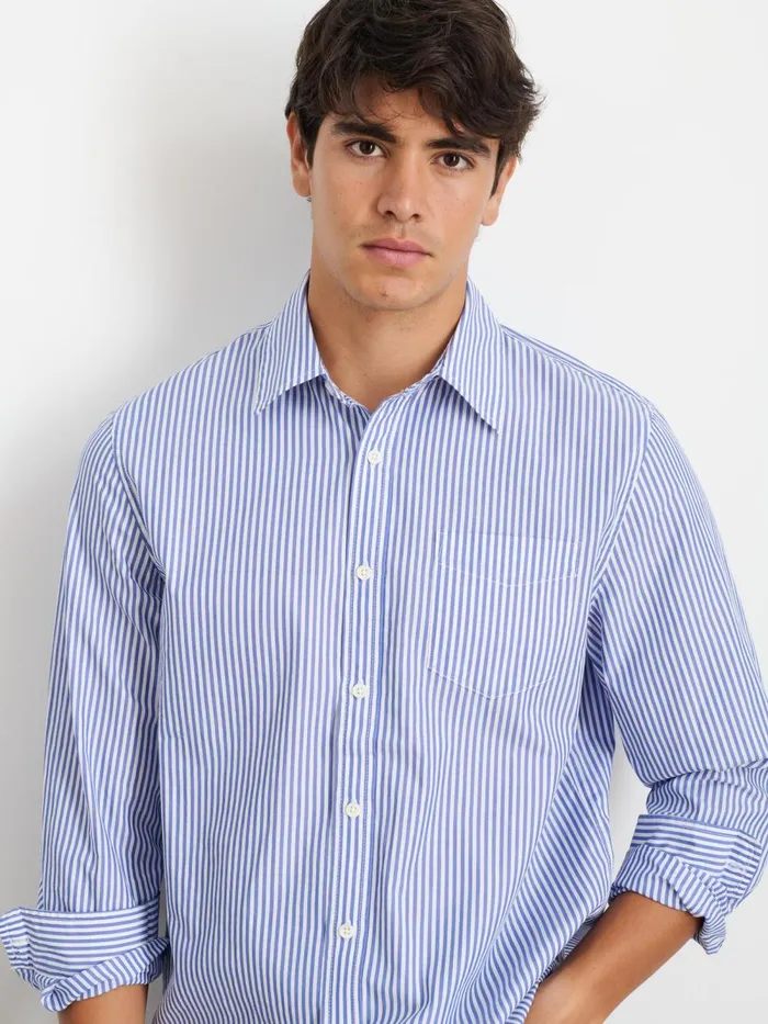 Alex Mill Shirts Men Mill Shirt In Striped Poplin Bluewhite
