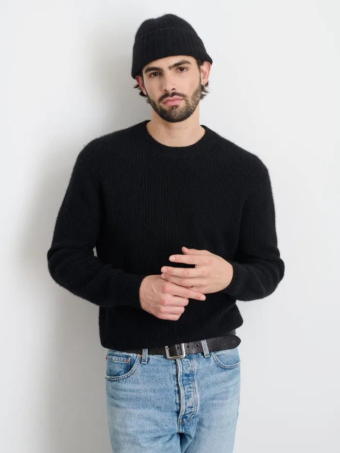 Alex Mill Sweaters Sweatshirts Men Jordan Sweater In Washed Cashmere Black