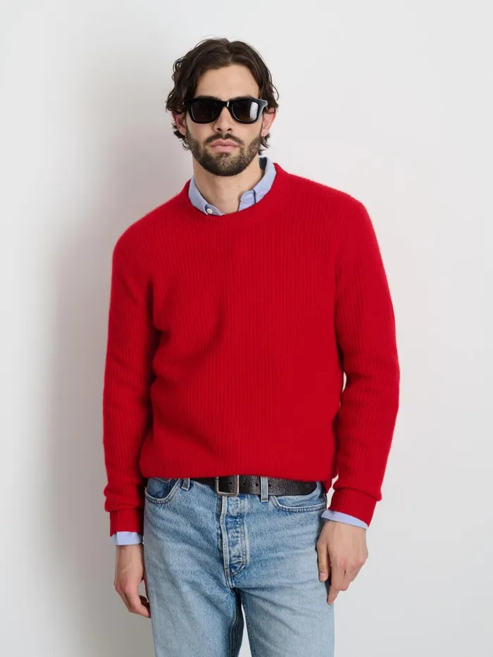 Alex Mill Sweaters Sweatshirts Men Jordan Sweater In Washed Cashmere Bright Red