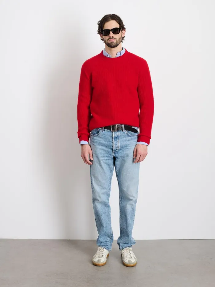 Alex Mill Sweaters Sweatshirts Men Jordan Sweater In Washed Cashmere Bright Red