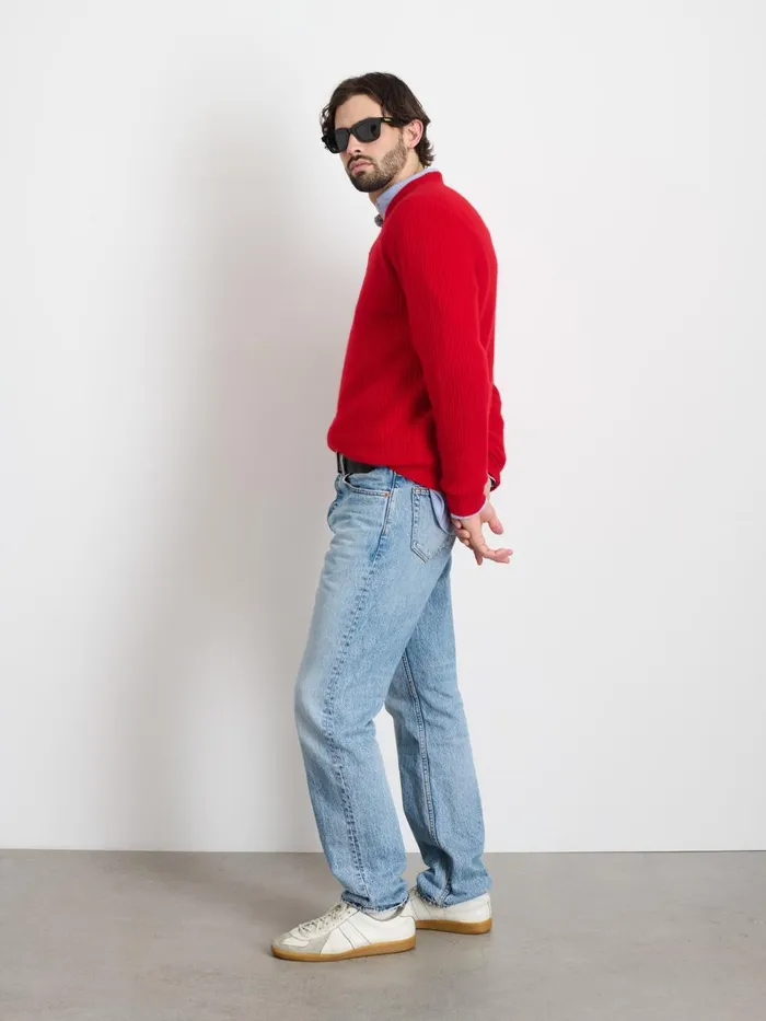 Alex Mill Sweaters Sweatshirts Men Jordan Sweater In Washed Cashmere Bright Red