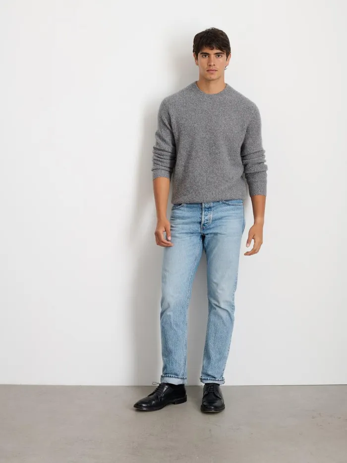 Alex Mill Sweaters Sweatshirts Men Jordan Sweater In Washed Cashmere Marled Heather Grey