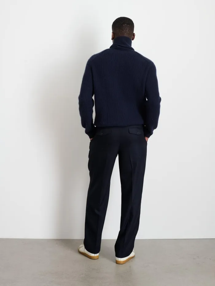 Alex Mill Sweaters Sweatshirts Men Judd Ribbed Turtleneck In Washed Cashmere Navy