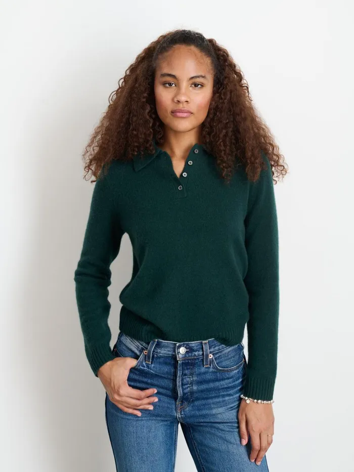 Alex Mill Sweaters Women Alice Polo In Cashmere Cypress Green