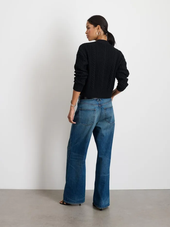 Alex Mill Sweaters Women Cable Knit Nico Chunky Cardigan Black