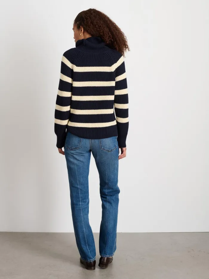 Alex Mill Sweaters Women Chelsea Striped Turtleneck In Cotton Cashmere Navyivory