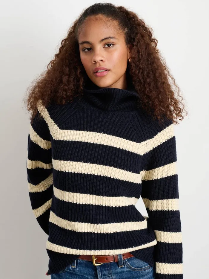 Alex Mill Sweaters Women Chelsea Striped Turtleneck In Cotton Cashmere Navyivory