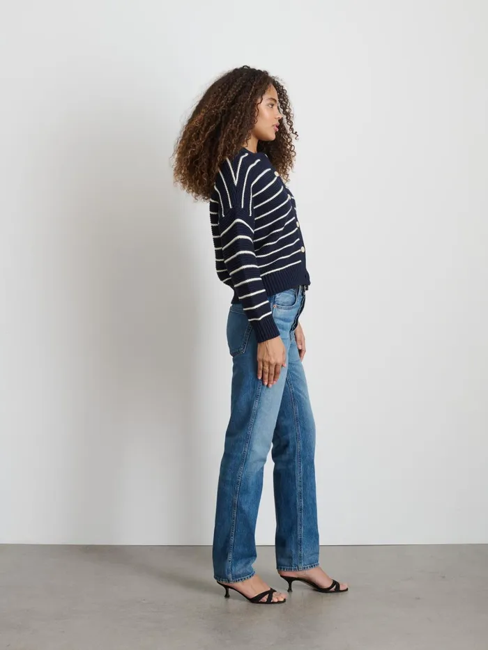Alex Mill Sweaters Women Nico Striped Cardigan In Cotton Navyivory Alex Mill Sweaters Women Nico Striped Cardigan In Cotton Navyivory