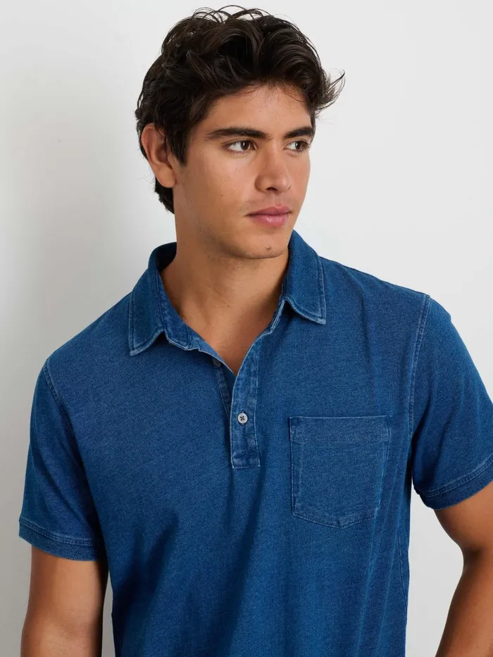 Alex Mill Tees Polos Men Standard Polo In Indigo Slub Cotton