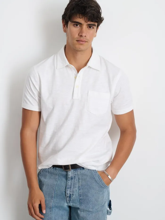Alex Mill Tees Polos Men Standard Slub Cotton Polo White