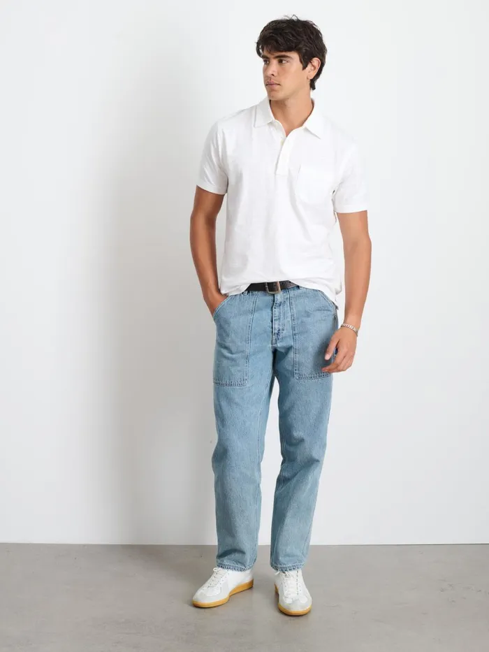 Alex Mill Tees Polos Men Standard Slub Cotton Polo White