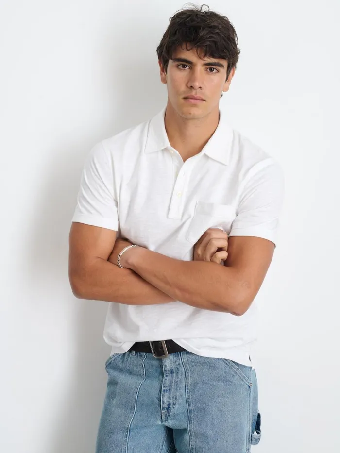 Alex Mill Tees Polos Men Standard Slub Cotton Polo White