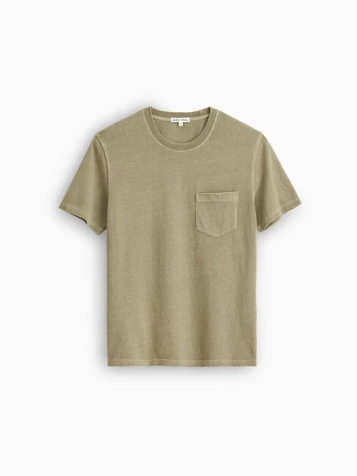 Alex Mill Tees Polos Men Vintage Wash Pocket Tee Bay Leaf