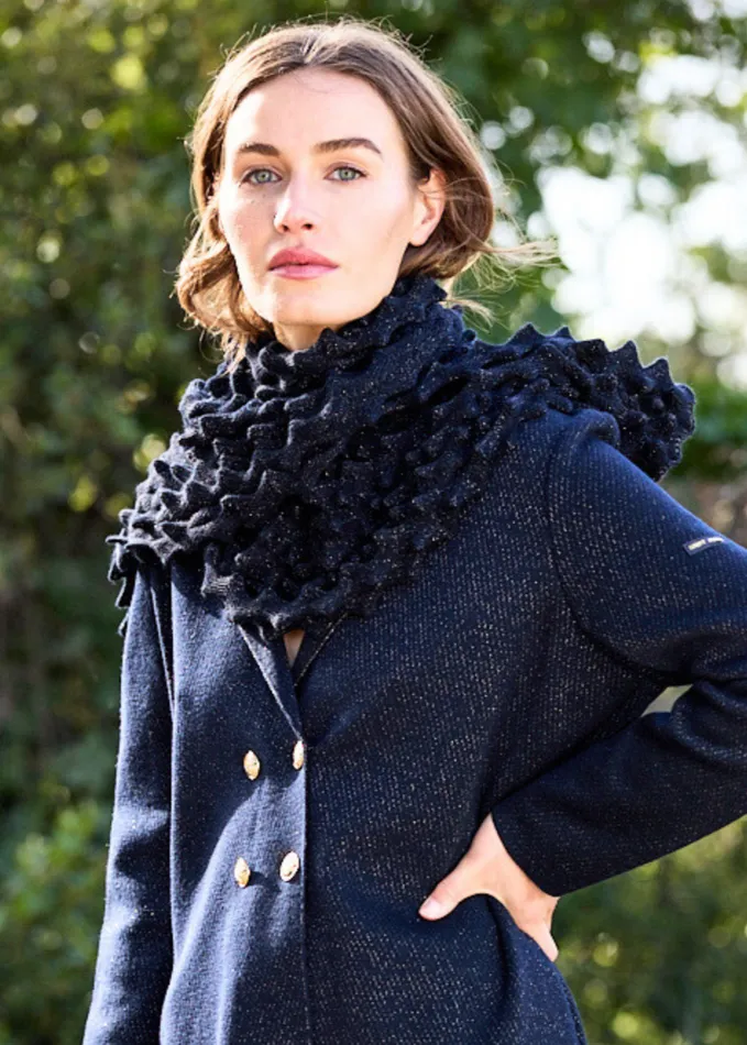 Alveole Lurex Long Fancy Knit Lurex Scarf Navychampagne Women Saint James Aw24 Alveole Lurex Long Fancy Knit Lurex Scarf Navychampagne Women Saint James Aw24